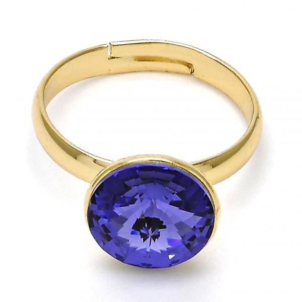 Anillo Multi Piedra 01.239.0001.8 Oro Laminado, con Cristales de Swarovski Tanzanite, Pulido, Dorado