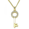 Collares con Dije 04.344.0010.20 Oro Laminado, Diseño de Llave, con Micro Pave Blanca, Pulido, Dorado