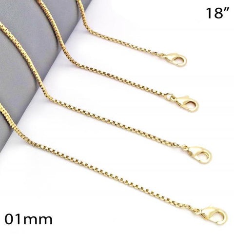 Gargantilla Básica 04.99.0009.18 Oro Laminado, Diseño de Box, Pulido, Dorado