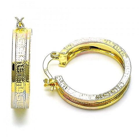 Argolla Pequeña 02.170.0203.1.25 Oro Laminado, Diseño de Llave Griega, Diamantado, Tricolor