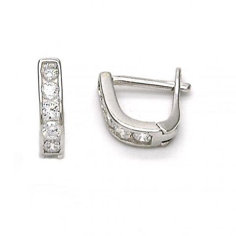 Argolla Huggie 02.290.0001.10 Plata Rodinada, con Zirconia Cubica Blanca, Pulido, Rodinado