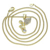 Collares con Dije 04.156.0435.20 Oro Laminado, Diseño de Angel, con Micro Pave Blanca y Zirconia CubicaBlanca, Pulido, Dorado