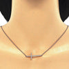 Collares con Dije 04.336.0054.1.16 Plata Rodinada, Diseño de Cruz, con Zirconia Cubica Blanca, Pulido, Oro Rosado
