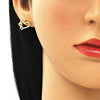 Arete Dormilona 02.156.0518 Oro Laminado, Diseño de Corazon, con Micro Pave Blanca, Pulido, Dorado