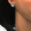 Arete Dormilona 02.26.0141.1 Rodio Laminado, Diseño de Corazon, con Cristales de Swarovski Crystal y CristalBlanca, Pulido, Rodinado
