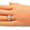 Anillo Multi Piedra 01.346.0020.08 Oro Laminado, con Zirconia Cubica Blanca, Pulido, Dorado