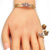 Collar, Pulso, Arete y Anillo 06.361.0031 Oro Laminado, Diseño de Mariposa, Esmaltado Rojo, Dorado