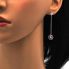 Arete Largo 02.239.0024.3 Rodio Laminado, con Cristales de Swarovski Light Rose y Zirconia CubicaBlanca, Pulido, Rodinado