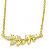 Collares con Dije 04.336.0092.2.16 Plata Rodinada, Diseño de Oja, con Zirconia Cubica Blanca, Pulido, Dorado