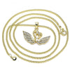 Collares con Dije 04.344.0017.20 Oro Laminado, Diseño de Cisne, con Micro Pave Blanca, Pulido, Dorado