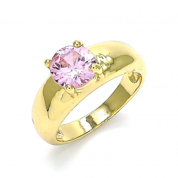 Anillo Multi Piedra 01.284.0043.08 Oro Laminado, con Zirconia Cubica Rosado, Pulido, Dorado