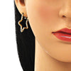 Argolla Mediana 02.210.0763.25 Oro Laminado, Diseño de Estrella, Pulido, Dorado