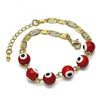 Pulsera Elegante 03.63.2071.1.07 Oro Laminado, Diseño de Ojo Griego, Pulido Rojo, Dorado