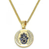 Collares con Dije 04.156.0307.1.20 Oro Laminado, Diseño de Mano de Dios, con Micro Pave Zafiro Azul, Pulido, Dorado