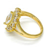 Anillo Multi Piedra 01.205.0003.09 Oro Laminado, con Zirconia Cubica Blanca, Pulido, Dorado