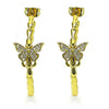 Arete Dormilona 02.341.0121 Oro Laminado, Diseño de Mariposa, con Micro Pave Blanca, Pulido, Dorado
