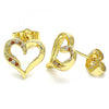 Arete Dormilona 02.156.0486.1 Oro Laminado, Diseño de Corazon, con Micro Pave Granate y Blanca, Pulido, Dorado