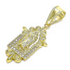 Dije Religioso 05.253.0085 Oro Laminado, Diseño de Guadalupe, con Micro Pave Blanca, Pulido, Dorado