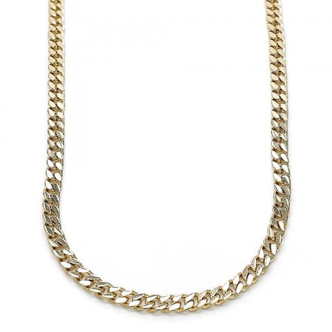 Gargantilla Básica 04.213.0169.24 Oro Laminado, Diseño de Miami Cubana, Pulido, Dorado