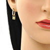 Argolla Huggie 02.368.0023.10 Oro Laminado, Diseño de Candado, con Micro Pave Blanca, Pulido, Dorado