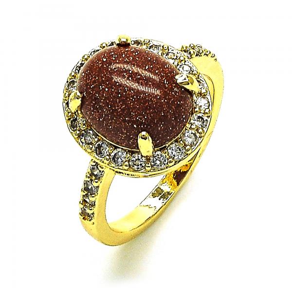 Anillo Multi Piedra 01.284.0071.09 Oro Laminado, con  Onix Negro y Micro PaveBlanca, Pulido, Dorado
