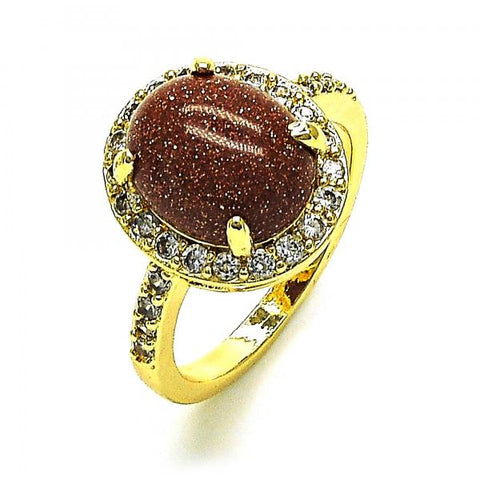 Anillo Multi Piedra 01.284.0071.09 Oro Laminado, con  Onix Negro y Micro PaveBlanca, Pulido, Dorado