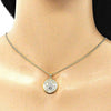 Collares con Dije 04.156.0402.20 Oro Laminado, Diseño de Mano de Dios, con Micro Pave Zafiro Azul y Blanca, Pulido, Dorado