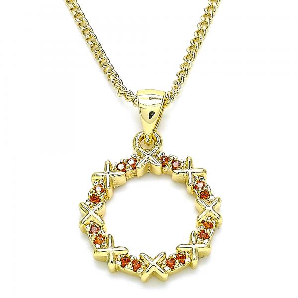 Collares con Dije 04.156.0335.2.20 Oro Laminado, con Micro Pave Granate, Pulido, Dorado
