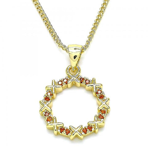 Collares con Dije 04.156.0335.2.20 Oro Laminado, con Micro Pave Granate, Pulido, Dorado