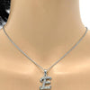 Collares con Dije 04.238.0004.1.18 Acero Inoxidable, Diseño de Iniciales y Rolo, Diseño de Iniciales, con Cristal Blanca, Pulido, Acero
