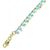 Tobillera de Dije 03.169.0007.10 Oro Laminado, Diseño de Estrella, con Cristal Turquoise, Pulido, Dorado