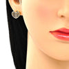 Arete Dormilona 02.156.0476.2 Oro Laminado, Diseño de Corazon, con Micro Pave Granate, Pulido, Dorado