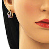 Argolla Huggie 02.210.0493.2.15 Oro Laminado, Diseño de Gota, con Zirconia Cubica Amatista y Micro PaveBlanca, Pulido, Dorado