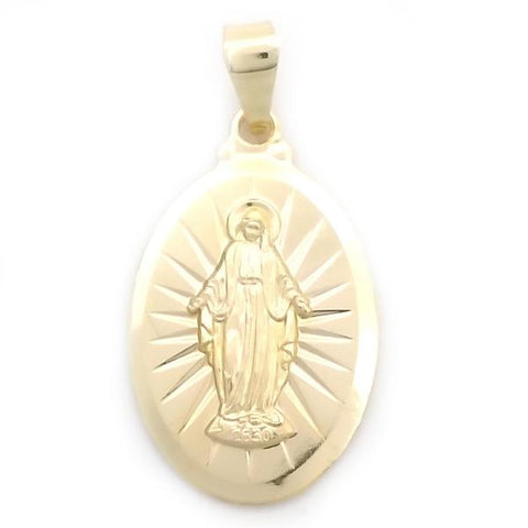 Dije Religioso 05.58.0015 Oro Laminado, Diseño de Medalla Milagrosa, Pulido, Dorado