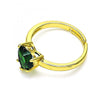 Anillo Multi Piedra 01.341.0075 Oro Laminado, Diseño de Corazon, con Zirconia Cubica Verde, Pulido, Dorado