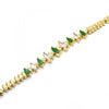 Pulsera Elegante 03.210.0082.4.07 Oro Laminado, con Zirconia Cubica Verde y Blanca, Pulido, Dorado