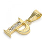 Dije Elegante 05.26.0028 Oro Laminado, Diseño de Iniciales, con Zirconia Cubica Blanca, Pulido, Dorado