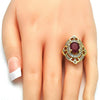 Anillo Multi Piedra 01.266.0010.1.07 Oro Laminado, con Zirconia Cubica Rubi y Blanca, Pulido, Dorado