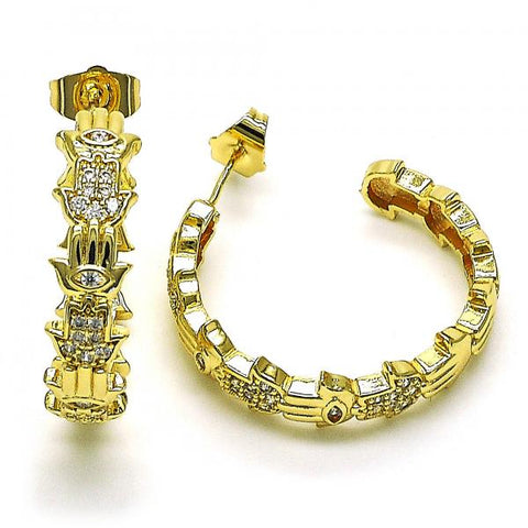Argolla Mediana 02.210.0779.30 Oro Laminado, Diseño de Mano de Dios, con Micro Pave Blanca, Pulido, Dorado