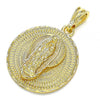 Dije Religioso 05.351.0045.1 Oro Laminado, Diseño de Guadalupe, Diamantado, Dorado