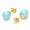Arete Dormilona 02.63.2121.2 Oro Laminado, Diseño de Bola, con Perla Turquoise, Pulido, Dorado