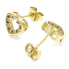 Arete Dormilona 02.344.0013.2 Oro Laminado, Diseño de Corazon, con Micro Pave Granate y Blanca, Pulido, Dorado