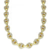 Gargantilla Elegante 04.63.1401.24 Oro Laminado, Diseño de Puff Mariner, con Micro Pave Blanca, Pulido, Dorado