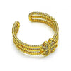 Anillo Multi Piedra 01.310.0025 Oro Laminado, Diseño de Trebol de Cuatro Hojas, con Micro Pave Blanca, Pulido, Dorado