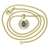 Collares con Dije 04.156.0307.1.20 Oro Laminado, Diseño de Mano de Dios, con Micro Pave Zafiro Azul, Pulido, Dorado