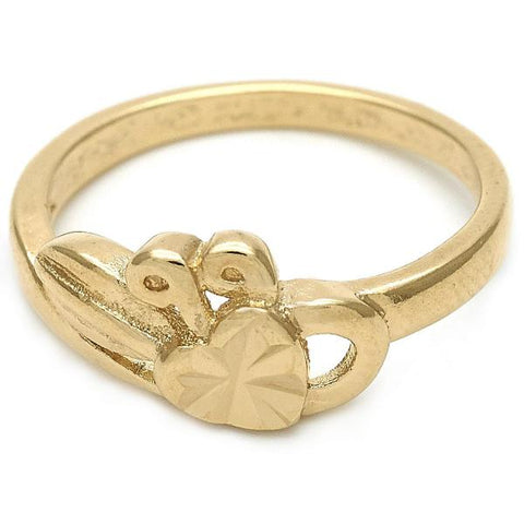 Anillo Elegante 01.63.0559.08 Oro Laminado, Diseño de Corazon, Diamantado, Dorado