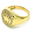 Anillo de Hombre 01.283.0005.12 Oro Laminado, Diseño de Corona, con Zirconia Cubica Blanca, Pulido, Dorado