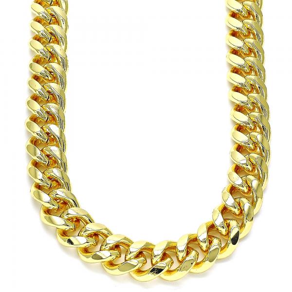 Gargantilla Básica 04.63.1414.24 Oro Laminado, Diseño de Miami Cubana, Pulido, Dorado
