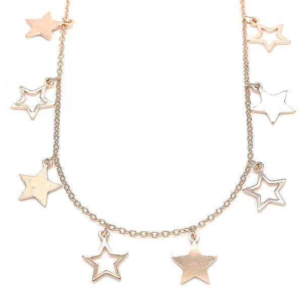 Collares con Dije 04.336.0184.1.16 Plata Rodinada, Diseño de Estrella, Pulido, Oro Rosado