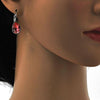 Arete Gancho Frances 02.239.0014.2 Rodio Laminado, Diseño de Gota, con Cristales de Swarovski Rose Peach, Pulido, Rodinado
